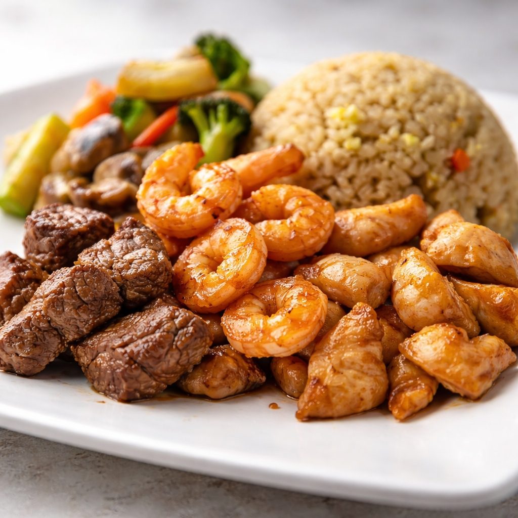 Hibachi Chicken, Shrimp, Filet Mignon.