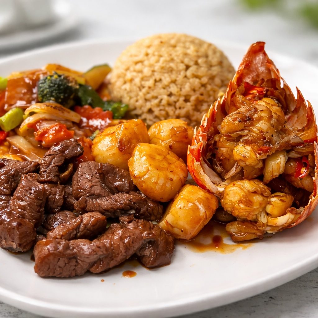 Hibachi Filet Mignon, Scallop, Lobster.