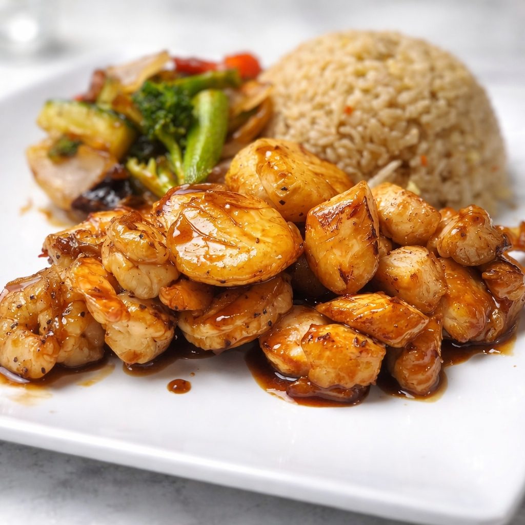 Hibachi Chicken, Shrimp, Scallop.